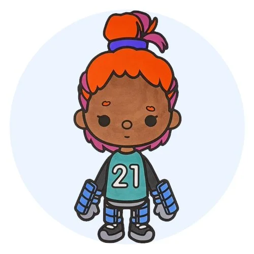 Цветной пример раскраски toca boca девочка спорт