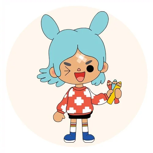 Цветной вариант раскраски toca boca персонаж рисует