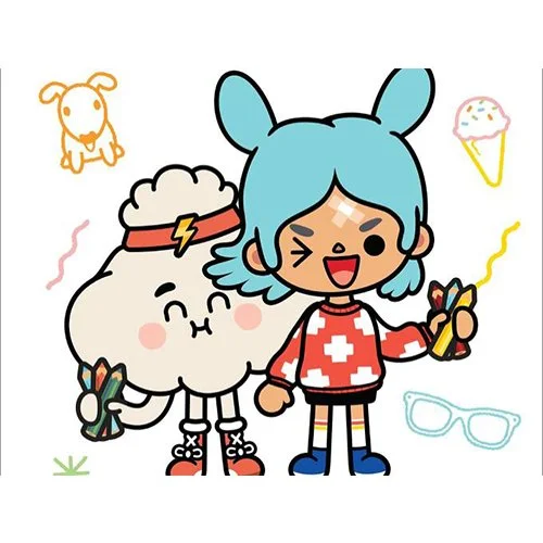 Цветной пример раскраски toca boca празднует день рождения