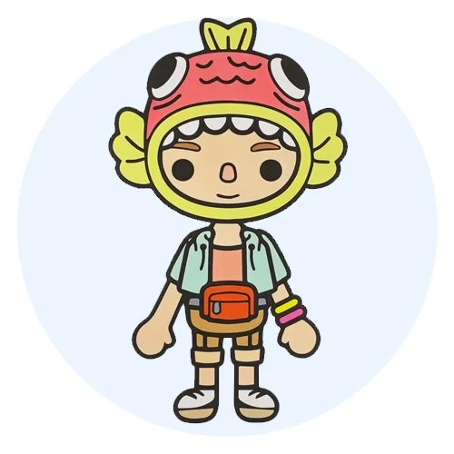 Цветной вариант раскраски тока бока костюм рыбы