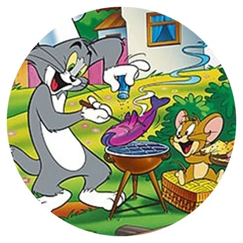 Цветной пример раскраски том и джерри готовят ужин