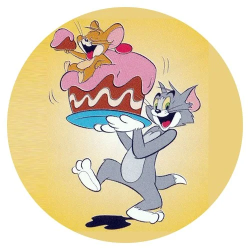 Цветной вариант раскраски том и джерри торт