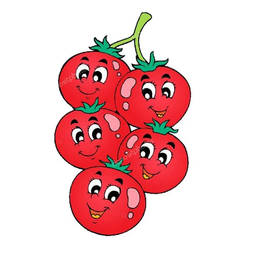 Цветной вариант раскраски томат черри на ветке