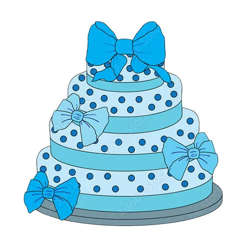 Цветной вариант раскраски торт праздничный с бантом