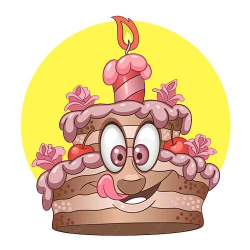 Цветной вариант раскраски торт с глазками