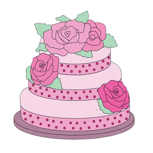 Цветной вариант раскраски торт с розами