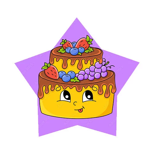 Цветной вариант раскраски тортик каваи