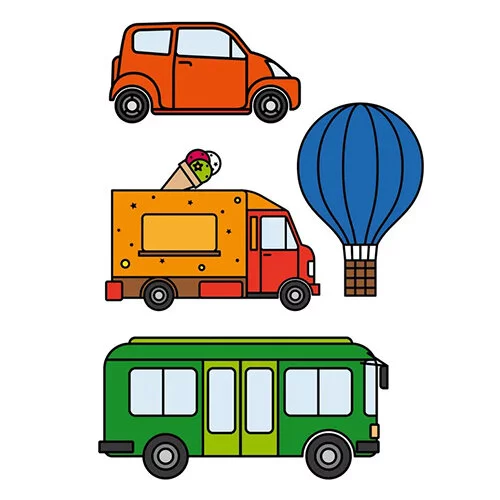 Цветной вариант раскраски транспортные средства
