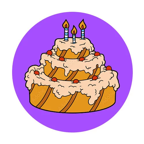 Цветной пример раскраски трехярусный торт