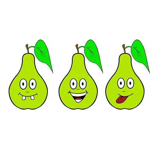 Цветной пример раскраски три груши