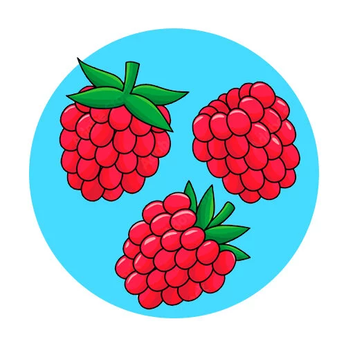 Цветной вариант раскраски три малины