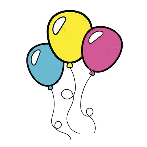 Цветной вариант раскраски три воздушных шара