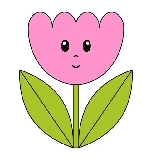 Цветной вариант раскраски тюльпан по линиям