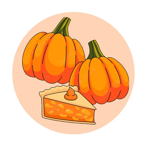Цветной вариант раскраски тыква и тыквенный пирог