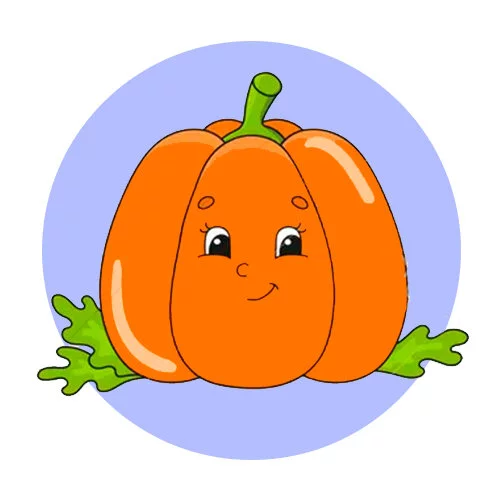 Цветной вариант раскраски тыква с глазками каваи