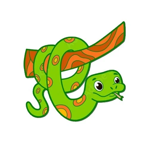 Цветной вариант раскраски удав на ветке