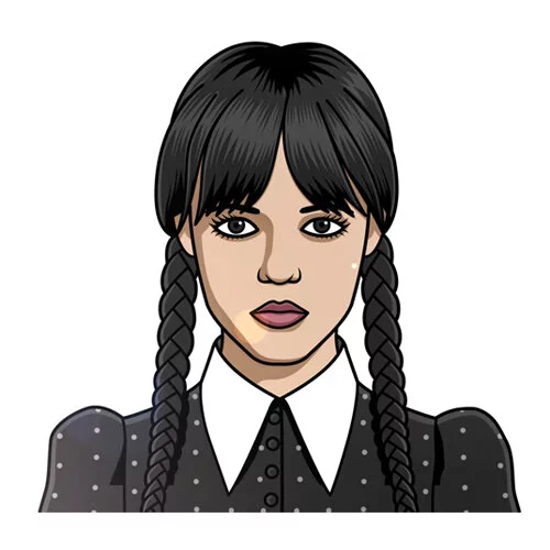 Цветной вариант раскраски уэнздей аддамс дочка