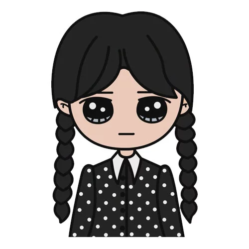 Цветной вариант раскраски уэнздей аддамс портрет