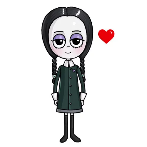 Цветной вариант раскраски уэнздей аддамс смешная