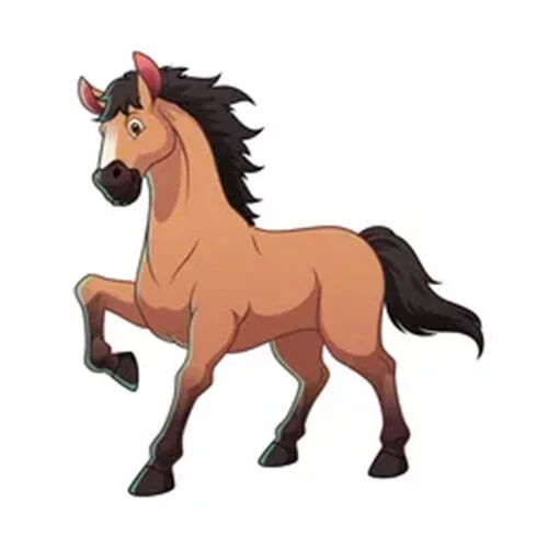 Цветной пример раскраски юная лошадка