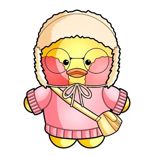 Цветной вариант раскраски уточка лалафанфан в зимней одежде