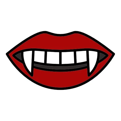 Цветной вариант раскраски вампирские губы