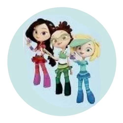 Цветной вариант раскраски варя, маша, снежка