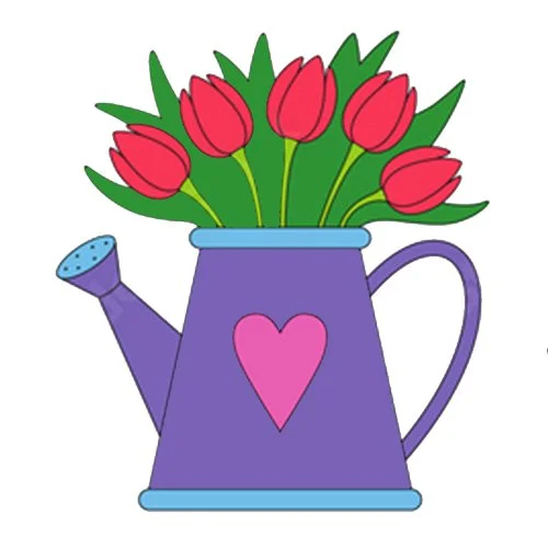 Цветной вариант раскраски ваза-лейка обведи по линиям