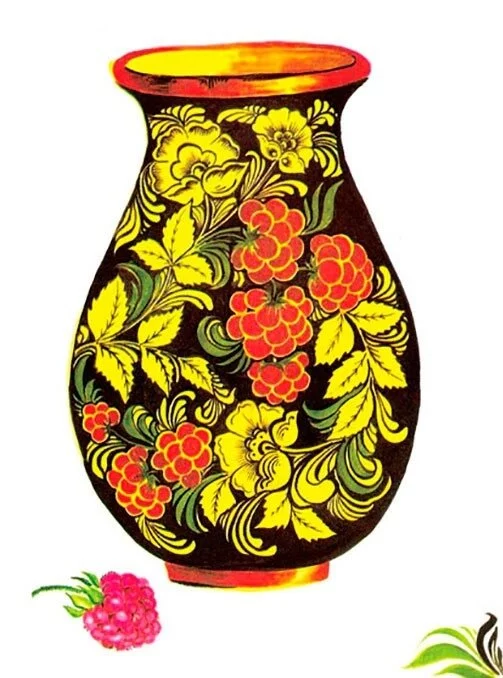 Цветной вариант раскраски ваза расписная