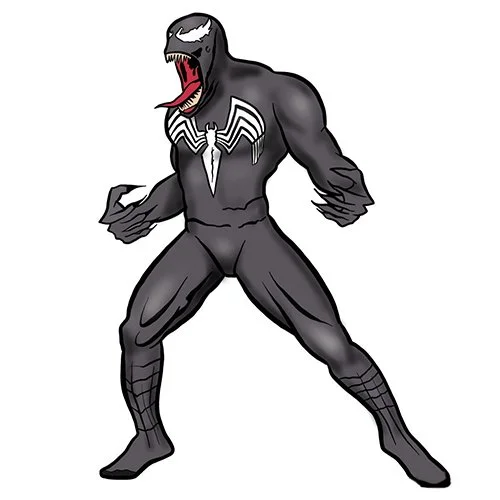 Цветной вариант раскраски веном в ярости