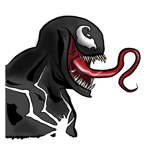 Цветной вариант раскраски веном вид сбоку