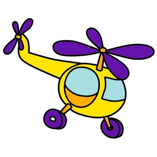 Цветной вариант раскраски вертолет для малышей