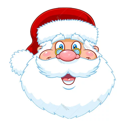 Цветной вариант раскраски веселый дед мороз лицо