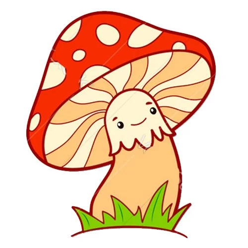 Цветной пример раскраски веселый мухомор