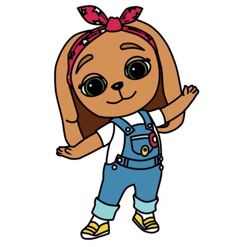 Цветной вариант раскраски викки коричневая собачка