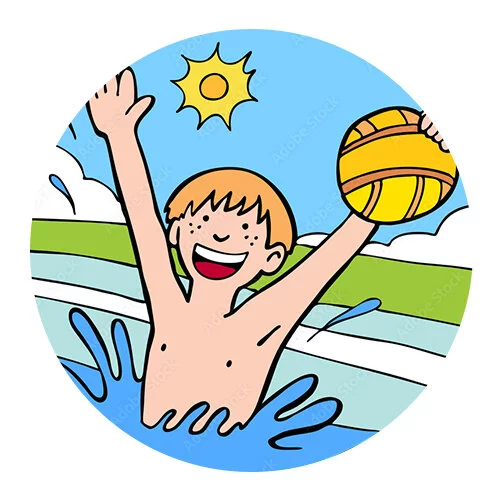 Цветной вариант раскраски водное поло