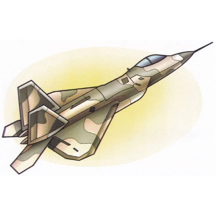Цветной пример раскраски военный самолет истребитель f-22 raptor