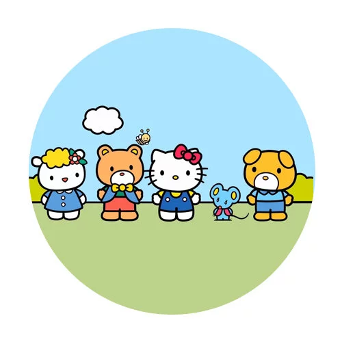 Цветной вариант раскраски все друзья хелло китти