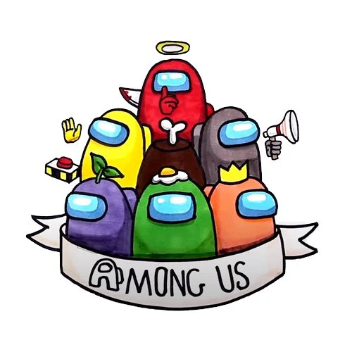 Цветной вариант раскраски все персонажи амонг ас