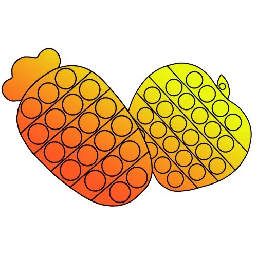 Цветной вариант раскраски яблочко и морковь поп-ит