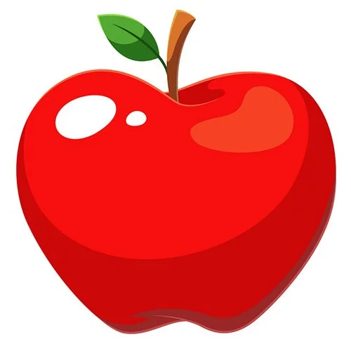 Цветной вариант раскраски яблоко с надписью