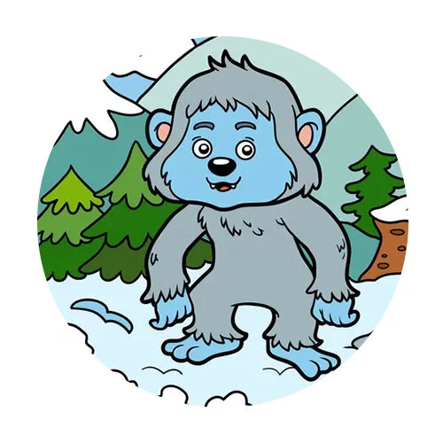 Цветной вариант раскраски йети в гоарх