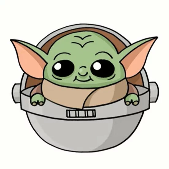 Цветной вариант раскраски йода малыш