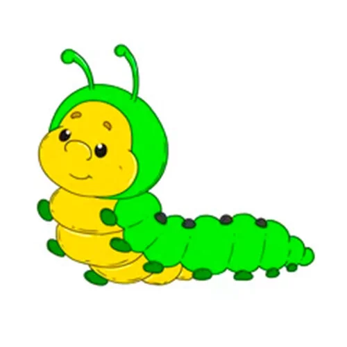 Цветной пример раскраски забавная гусеница