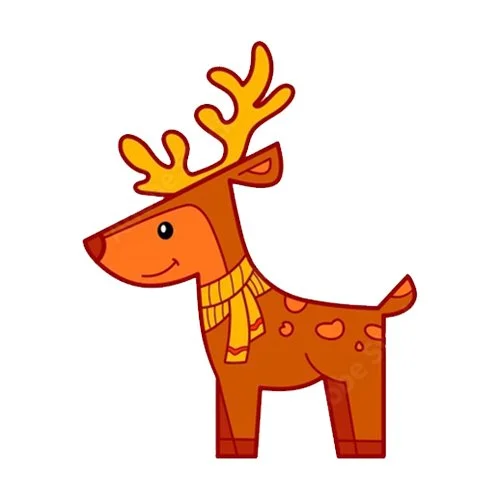 Цветной пример раскраски забавный рождественский новогодний олень