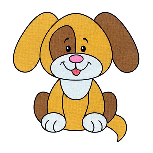 Цветной вариант раскраски забавный щенок собачка