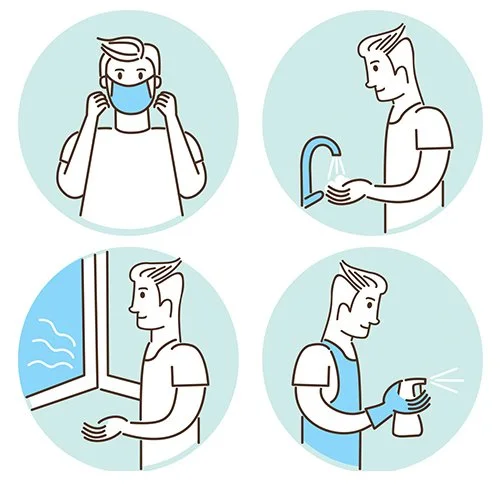 Цветной пример раскраски защита и профилактика covid-19