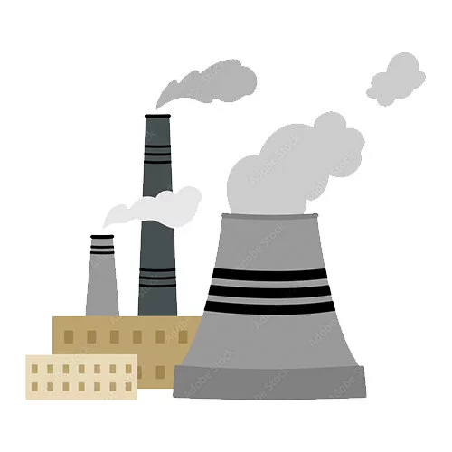 Цветной пример раскраски заводы - плохо для экологии