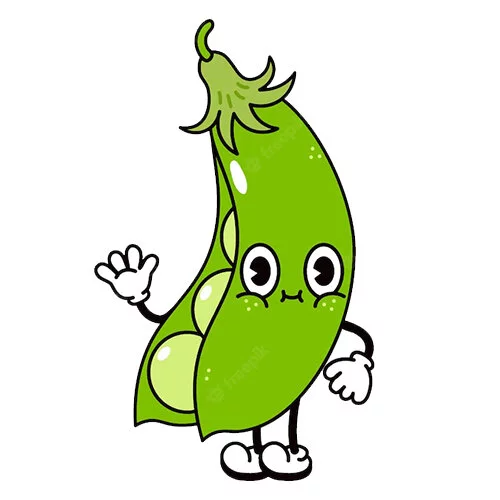 Цветной вариант раскраски зеленый горох