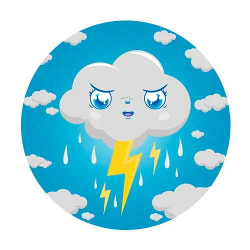 Цветной вариант раскраски злая осенняя тучка